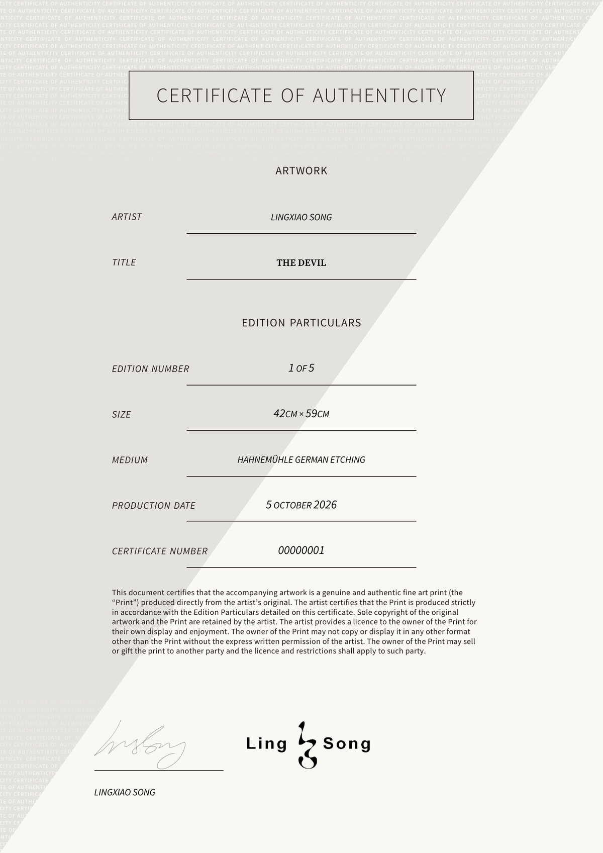 The Devil — Certificate of Authenticity